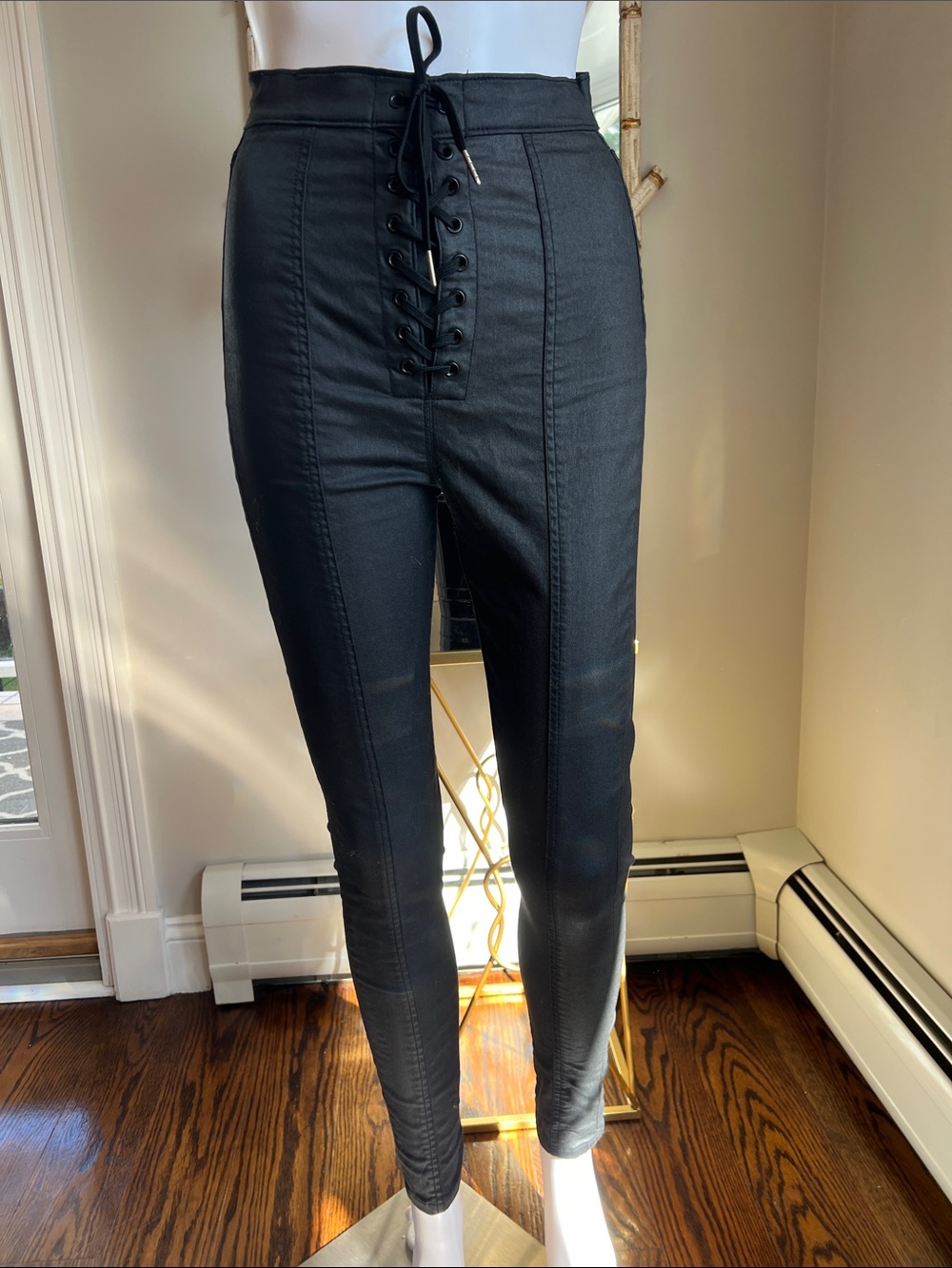 Urban Outfitters High-Rise Lace-Up Black Women's Jeans